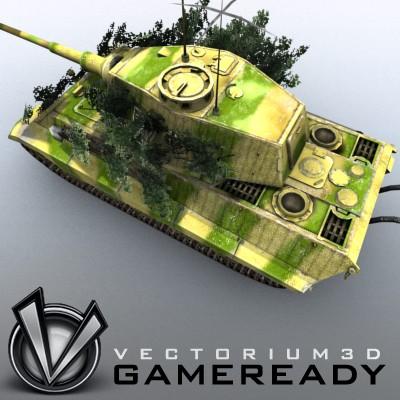 3D Model of Game Ready Low Poly King Tiger model - 3D Render 2